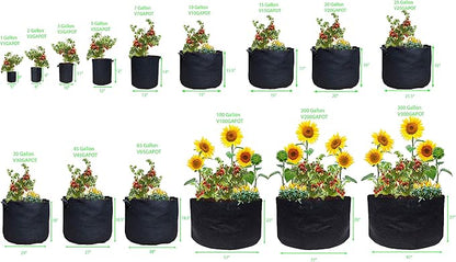 Viagrow Grow Bags/Aeration Fabric Pots with Handles (5 Pack), 2 Gallon, Black (Model: V2GAPOT-5)