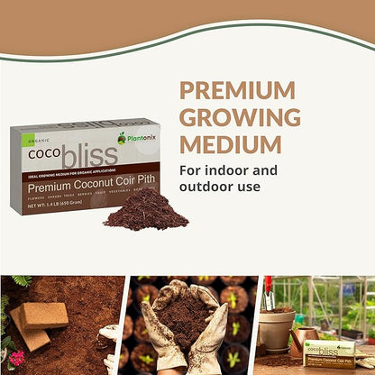 Coco Bliss 650gm Bricks (6-Pack) - Organic Coco Coir for Plants - OMRI-Listed Coco Coir for Garden Soil & Potting Mixes - Coconut Fiber Mixes with Potting Soil for Indoor Plants & Outdoor Plants