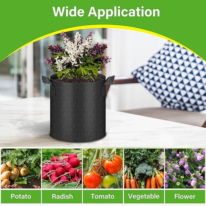 HealSmart 6-Pack 2 Gallon Nonwoven Grow Bags, Aeration Fabric Pots with Handles, Suitable for Garden Fruits, Vegetables and Flowers, Black