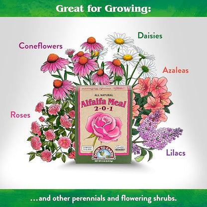 Down To Earth All Natural Fertilizers Organic Alfalfa Meal - Plant Food for Roses, Bulbs, Flowers and Ornamentals 2-0-1, 0.5 lb