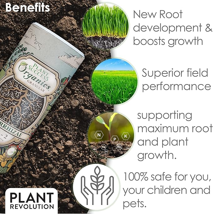 Mycorrhizal Fungi Plus Starter Fertilizer for Plants, Plant Success Organics, Root Stimulator, Treats 30 Plants, Ultra Concentrated Mycorrhizae for Tree, Rose and Flower Care (4 oz)