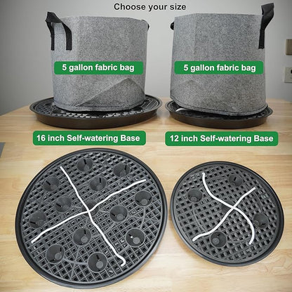 10 Pack 16 inch Self Watering Base for Fabric Grow Bag, Self-watering Plastic Elevated Plant Saucer Stand,Automatic Watering Tray for Non-woven Planter Flower Pot Growth Tent Greenhouse Indoor Outdoor