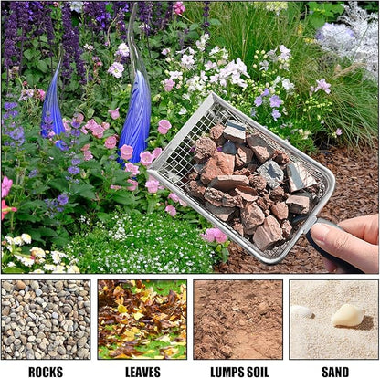 Soil Sifter for Gardening (2-Pack) – 3.8mm and 5mm Mesh, Heavy-Duty Metal Sifter for Dirt, Rocks, Compost and Sand, Durable Garden Tool for Landscaping and Potting Soil