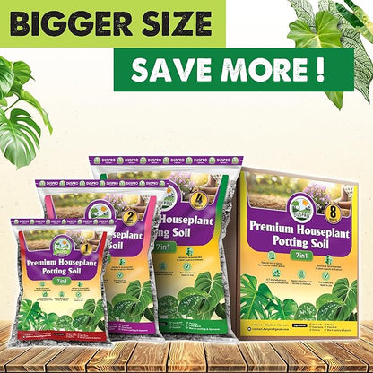 DUSPRO Recycle Pre-Mixed House Plant Potting Mix 7in1 with Potting Soil Indoor Plants, Tropical Indoor Potting Soil with Pine Bark, Pumice, Coco Coir, Perlite, Worm Castings, Gypsum, Peat Moss 1QRT