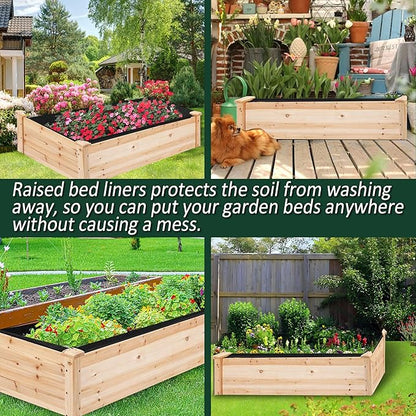 1PCS Raised Garden Bed Liner Fabric Raised Garden Bed Breathable Drainage Rectangle Grow Bags with Handles Fabric Garden Bed for Outdoor Garden Bed Holds Soil - 8ft x 4ft x 1ft