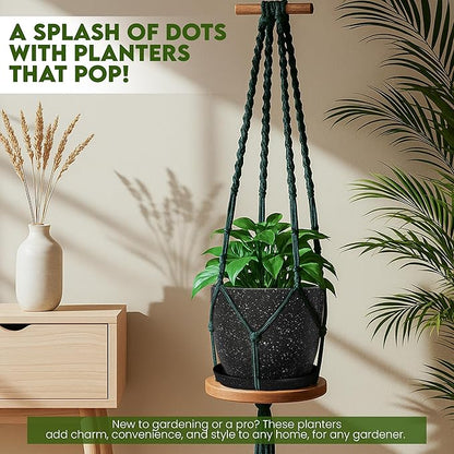 Utopia Home - Spotty Plant Pots Indoor with Drainage - 7/6.6/6/5.3/4.8 Inches Flower Pots - 5 Pack Plastic Planters - Ideal for Stocking Stuffers - (Speckled Black, Pack of 10)