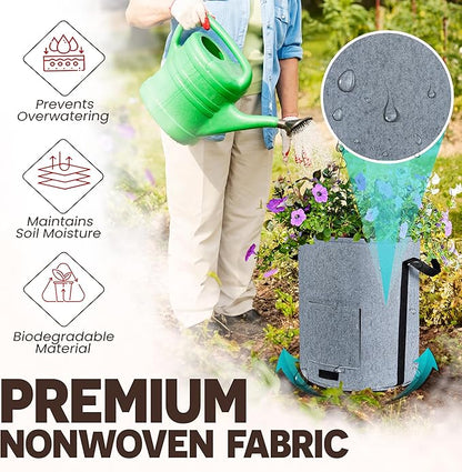 [Upgraded] 4Pcs 15-Gallon Potato Grow Bags with Unique Harvest Window, Visible Window, Garden Planting Bag with Reinforced Handle, Nonwoven Fabric Pots for Tomato, Potato Growing Container - Grey