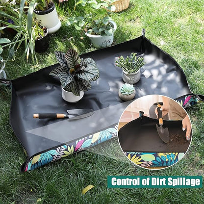 Plant Repotting Mat for Plants, Gardening Hand Tools for Gardeners, Oxford Printed Cloth, 29.5x29.5in(75x75cm)
