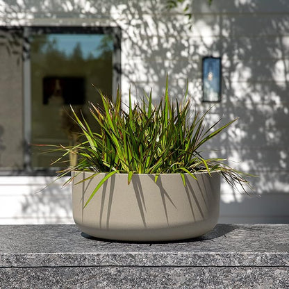 Veradek Mason Series Kona Bowl Planter - Round Planter for Indoor or Outdoor Tabletop/Balcony | Durable Plastic-Stone Composite Material | Modern Décor for Flowers, Succulents, Small Plants