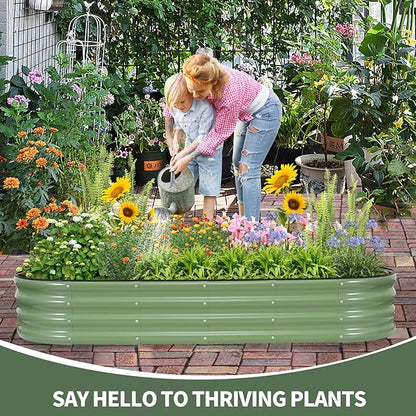 1MORE Galvanized Raised Garden Bed- Planter Garden Boxes Outdoor, Raised Beds for Gardening, 6x2x1ft Metal Garden Bed Kit for Vegetables Flower, Planter Raised Beds with Tools.Green