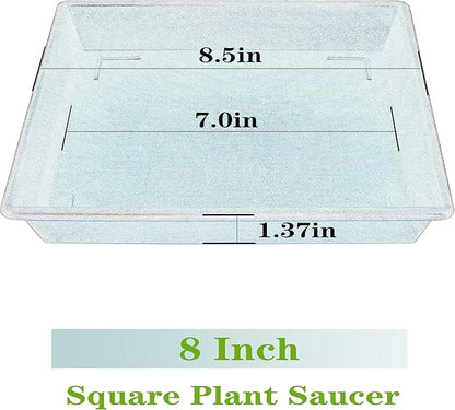 Square Plant Saucer 5 Pack 8 10 12 14 16 18 20 Inch, Plant Trays for Pots Heavy Duty Plastic Plant Saucers for Indoors Outdoors, Flower Pot No Holes Plant Drip Trays