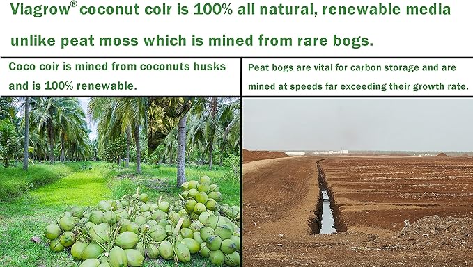 Viagrow® 650 g (1.4 lb.) Compressed Coconut Coir Premium Grow Media (6-Packs) / A Product of The Harvest Company™