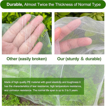 Garden Netting, Jevrench Durable Ultra Fine Garden Netting, Garden Plant Cover Row Cover Makes Plants, Vegetables, Fruits, and Flowers Grow Better (10ft x 50ft)