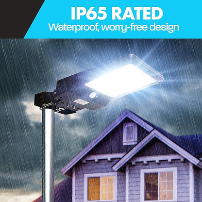 Wagan EL8586 1600 Lumen Integrated Solar Street Lamp Security Flood Light Motion Sensor Waterproof Weatherproof Dusk to Dawn Solar LED Light Lamp for Outdoor Garden Yard Path Parking Lot (4 Pack)