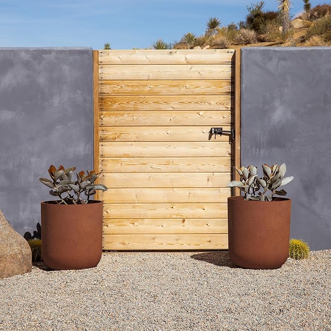 Veradek Patina Series Kona Planter - Round Planter for Outdoor Porch/Garden | Naturally Rusting Planter for All-Weather Use