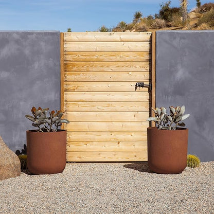 Veradek Patina Series Kona Planter - Round Planter for Outdoor Porch/Garden | Naturally Rusting Planter for All-Weather Use