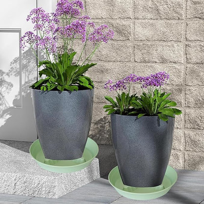 4 Pack Plant Saucer 10 inch, 8 12 14 17 inch, Plant Stand Plastic Plant Saucers for Indoors Outdoor, Heavy Duty Flower Plant Risers for Inside Pots, Pot Saucers for Plants, Grow Bags Saucers