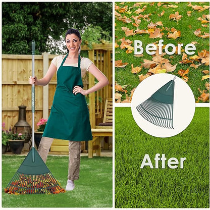 ORIENTOOLS Garden Leaf Rake, Garden Rakes for Lawns Leaves with 65.7" Foldable Handle Rake, 26 Strong Tines Plastic Head Shrub Rake, Yard Garden Rake for Lawns, Grass, Flower Beds Leaves Cleaning