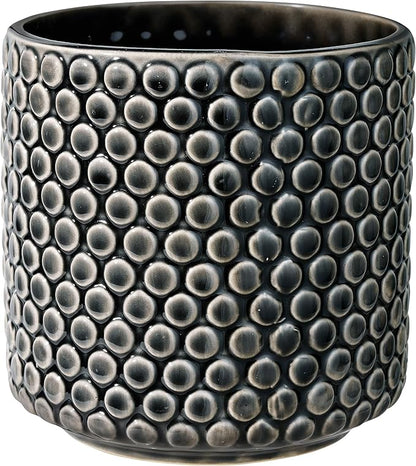 Bloomingville Stoneware Flower Pot with Polka Dots, Black Planter, 6''