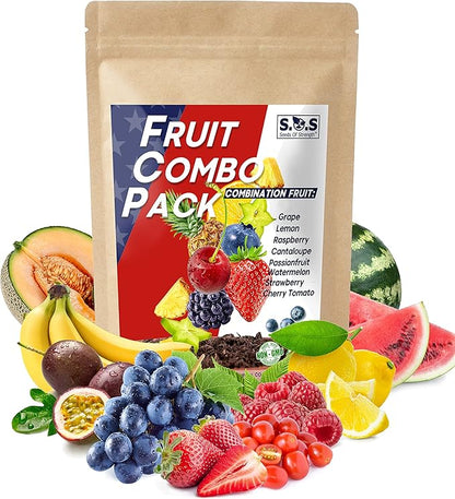 Heirloom Fruit Seeds - Survival Seeds. Cherry Tomatoes, Cantaloupe, Watermelon, Strawberries, Passion Fruit, Lemons, Raspberries, Grape 8 Different Varieties