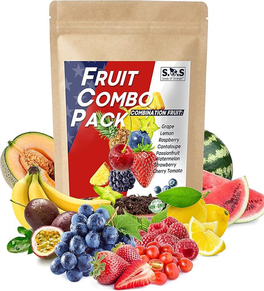 Heirloom Fruit Seeds - Survival Seeds. Cherry Tomatoes, Cantaloupe, Watermelon, Strawberries, Passion Fruit, Lemons, Raspberries, Grape 8 Different Varieties