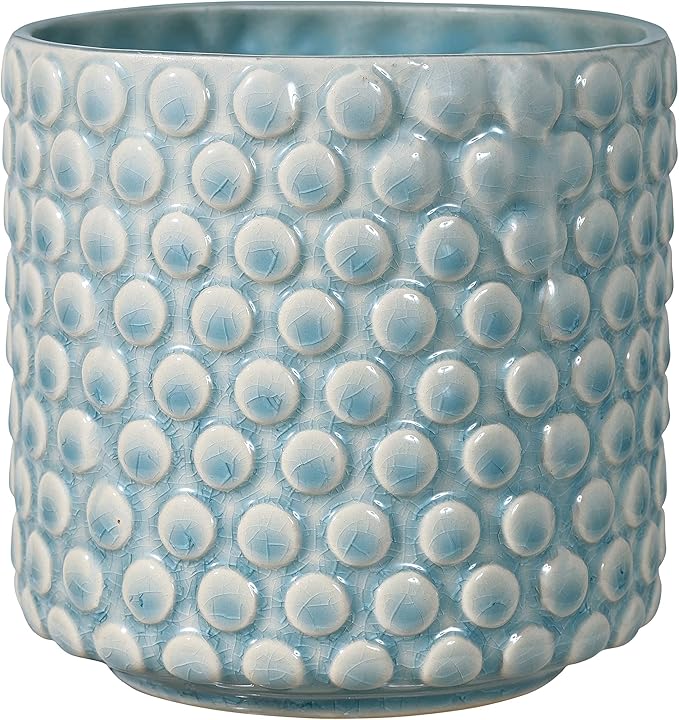 Bloomingville Stoneware Flower Pot with Polka Dots - Planter for Succulents Plants, Colorful, 5", Sky Blue