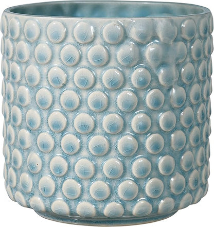 Bloomingville Stoneware Flower Pot with Polka Dots - Planter for Succulents Plants, Colorful, 5", Sky Blue