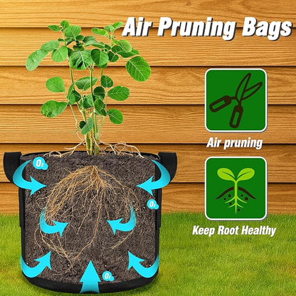 PHYEX 12-Pack 1 Gallon Nonwoven Grow Bags, Heavy Duty Aeration Fabric Pots with Durable Handles, Come with 12 Pcs Plant Labels