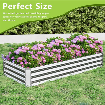 2PCS 6x3x1FT Galvanized Raised Garden Bed Kit, Galvanized Planter Raised Garden Boxes Outdoor, Large Metal Raised Garden Beds for Vegetables-Silver