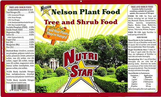 Nelson - Trees, Shrubs, & Evergreens Plant Food for In-Ground, Containers, & Patios, Granular Fertilizer, NutriStar 21-6-8 (15 lb.)