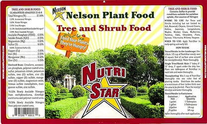 Nelson - Trees, Shrubs, & Evergreens Plant Food for In-Ground, Containers, & Patios, Granular Fertilizer, NutriStar 21-6-8 (15 lb.)
