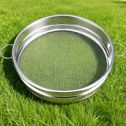 19“ Large Soil Sifter with Handle for Gardening, Dirt Sifter, Compost Sifter, Rock Sand Sifter, Wheelbarrow Sifter, Garden Soil Sieve, Metal Gravel Pellet Worm Sifter, Heavy Duty Bin Outdoor