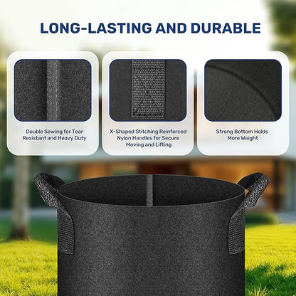 YSSOA Grow Bags 12 Pack 3 Gallon 300G Reusable Breathable Gardening Pots with Handles Non-Woven Fabric Plant Bags, Heavy Duty Planting Bags for Grow Tent Hydroponic & Outdoor Vegetables Tomatoes
