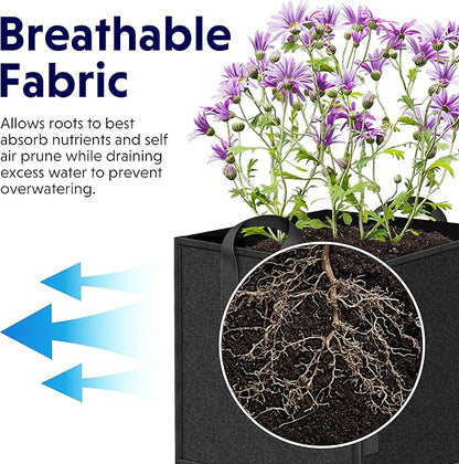 YSSOA 5-Pack 5 Gallon Grow Bags Heavy Duty Thickened Nonwoven Aeration Fabric Pots with Handles, Cloth Pots for Plants, Vegetable, Flower, Tomato Potato