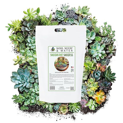Soil Seed & Water Succulent Success Potting Mix – Fast-Draining Soil for Succulents, Cactus & Houseplants - Indoor and Outdoor Mix - OMRI Listed