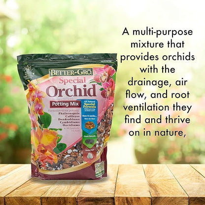Better-Gro Orchid Plus 20-14-13 - Urea-Free Orchid Fertilizer for Vigorous Growth, Water Soluble & Special Orchid Mix - Premium Grade Orchid Bark Potting Mix for Potting, Repotting