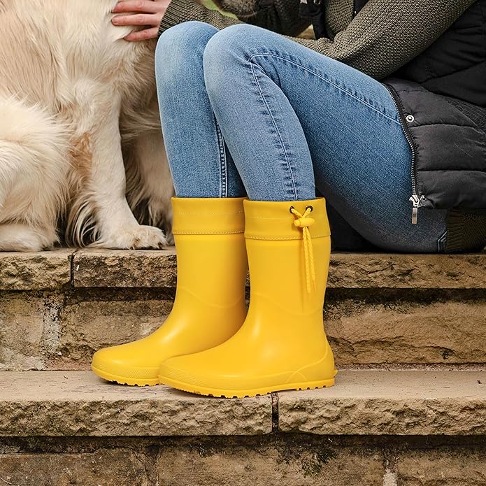 Asgard Women's Mid Calf Rain Boots Collar Gardening Boots Ultra Lightweight Portable Garden Shoes