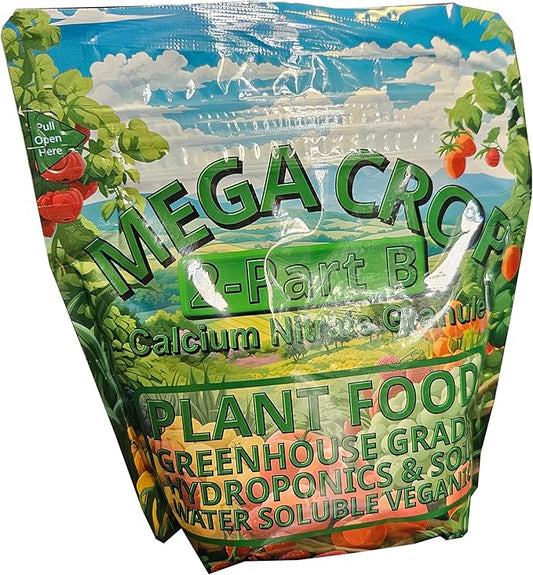Calcium Nitrate 15.5-0-0 Mega Crop 2 Part B Hydroponic Soil Fertilizer for Plants Granule