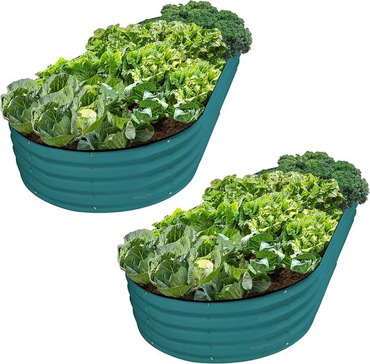 Plant & Plot Galvanized Raised Garden Beds Outdoor // 8×4×1 ft (2-Pack) Planter Raised Beds for Gardening, Vegetables, Flowers // Large Metal Garden Box // Patented Tool-Free Design (Turquoise)