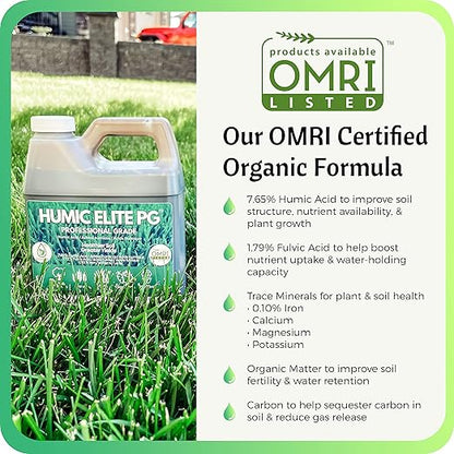 Humic Acid Organic Lawn Fertilizer - Fulvic Humic Mineral Blend for Trees, Shrubs, Ornamentals, Vegetables & Crops - Enhancer & Garden Soil Conditioner by FoliarTech, 1.1 Gallons