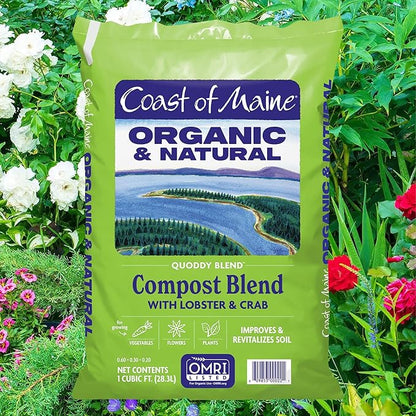 Coast of Maine Quoddy Blend, 1 cu ft (Pack of 4) Organic and Natural Compost Blend with Lobster and Crab - Improves and Revitalizes Soil