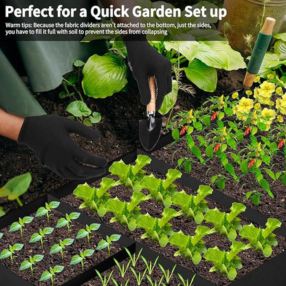 Fabric Raised Garden Bed, 6 x3 x1 FT Large Garden Grow Bags Rectangle Breathable Planting Containers with 4 Grids Reusable Heavy Pot Garden Tools for Vegetables Flowers Plants(128 Gallon Vol.)