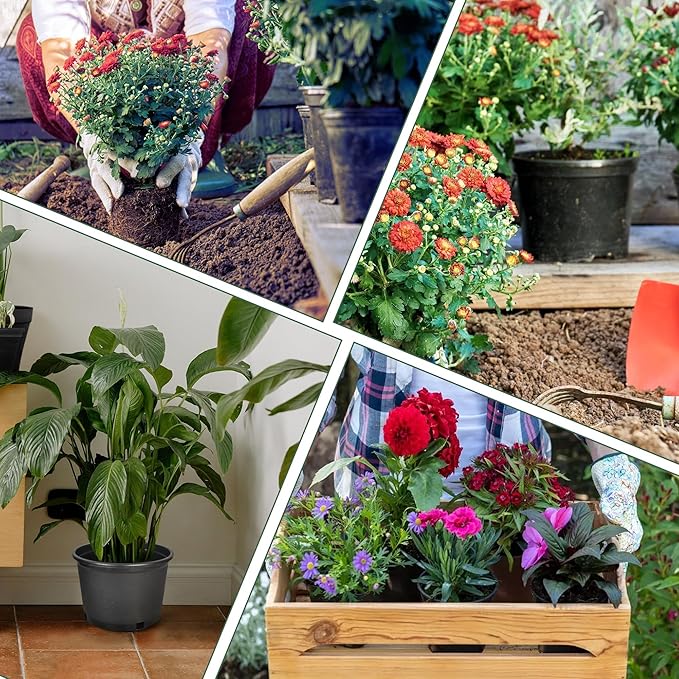 HOSTIC 1 Gallon Flexible Nursery Pots Gallon Pot with Drainage Holes Plastic Plant Container Suitable for Indoor Outdoor Vegetables Flowers Plants 10 PCS