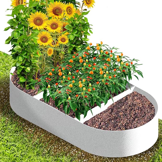 CJGQ 5x2.5x1ft Fabric Raised Garden Bed 65 Gallon Planter Large Oval Garden Boxes Outdoor for Vegetables,Flowers and Potato