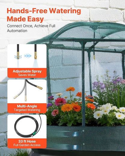 VEVOR 6x3x1FT Metal Raised Garden Bed Kit with Self Watering System and Mesh Cover, Oval Outdoor Galvanized Planter Raised Beds for Gardening Planting Flowers Fruits Vegetables