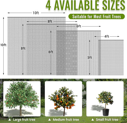 2 Pack Fruit Tree Netting Bags with Zipper and Drawstring, Ultra Fine Mesh Garden Netting Plant Cover, Bird Netting for Blueberry Bushes, Fruit Vegetable Trees, Flowers (Black, 10 x 10 ft)