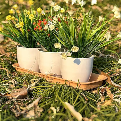 16 Inch Plastic Rectangular Plant Saucers Tray, Plant Drip Trays for Watering, Planter Pot Saucer Tray for Indoor and Outdoor Plants, Light Brown