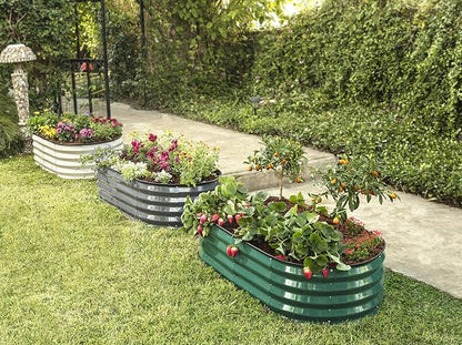 Plant & Plot Galvanized Raised Garden Beds Outdoor // 4×2×1 ft (2-Pack) Planter Raised Beds for Gardening, Vegetables, Flowers // Large Metal Garden Box (White) // Patented Tool-Free Design