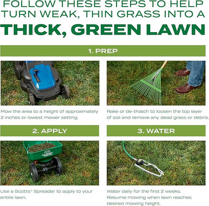 Scotts Turf Builder Thick'R Lawn Tall Fescue Mix, Combination Seed, Fertilizer and Soil Improver, Thickens Thin Grass, 12 lbs