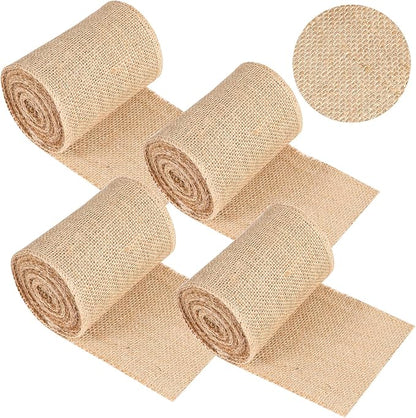 Natural Burlap Tree Wrap Burlap Rolls for Gardening Tree Trunk Wrap Fabric Tree Protector Burlap Wrap Plants Bandage for Keeping Warm and Moisturizing (4 Rolls,4.7 Inches Width)